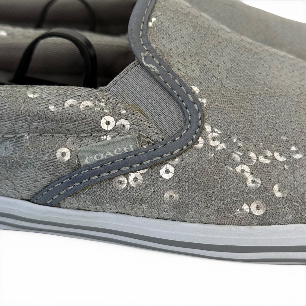 VTG Coach Kivy Sequin Slip On Sneakers Women 10B Gray Signature Casual Designer - Picture 6 of 11